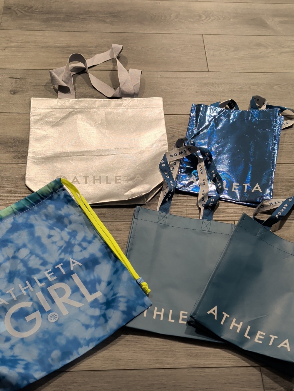 Athleta Blue & Silver Logo Tote Bag - Versatile Everyday Carry X 5